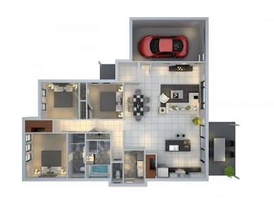 70 Denah 3d Rumah Minimalis 3 Kamar Tidur Rumahku Unik