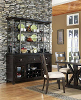 Open shelves black dining room hutch