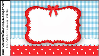 Red and Light Blue Squares: Free Candy Bar Labels.