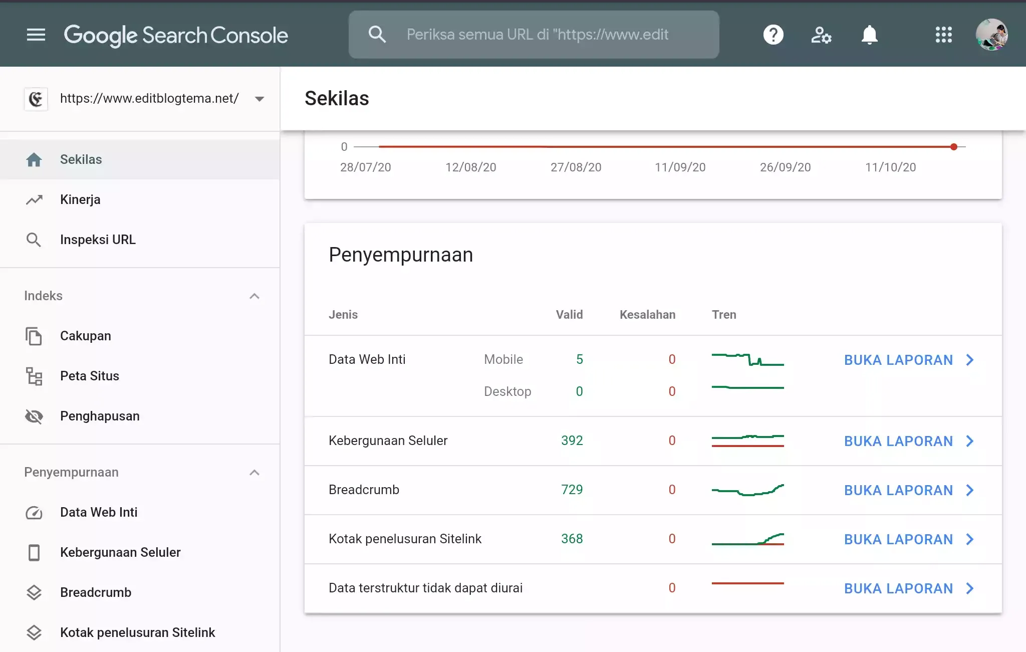 halaman peningkatan mobile indexing first