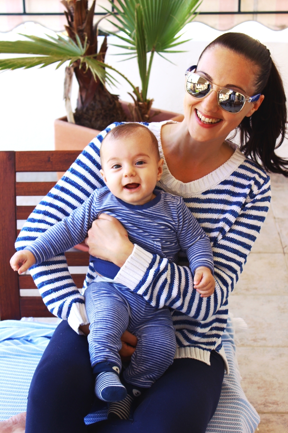 white blue striped velvet baby set, mother and baby fashion, mama i beba stil/moda