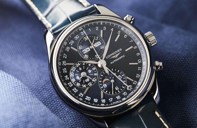 Longines Master Collection Moonphase Automatic Chrono Réplica con esfera azul