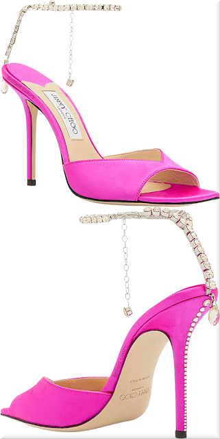 ♦Fuchsia pink Jimmy Choo Saeda satin crystal ankle-strap sandals #jimmychoo #shoes #pink #brilliantluxury