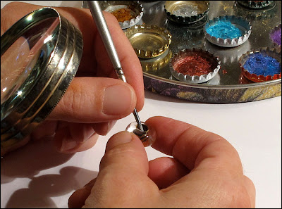 painting the beads with mica powders