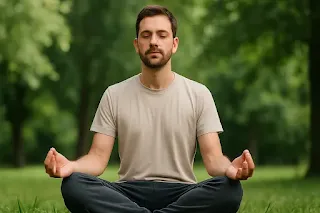 صورة لشخص يمارس اليوجا بسلام، ترمز لتخفيف التوتر