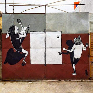 Table Tennis Graffiti Street Art by Alex Senna