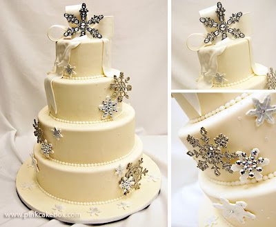 No need to fuss over the cake top crystal snowflakes 