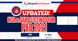 Updated NCA and SARO Listings for PBB 2021