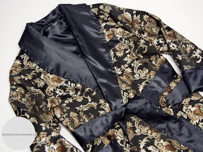 mans silk robe smoking jacket black gold brocade luxury dressing gown classic lined lightweight old hollywood