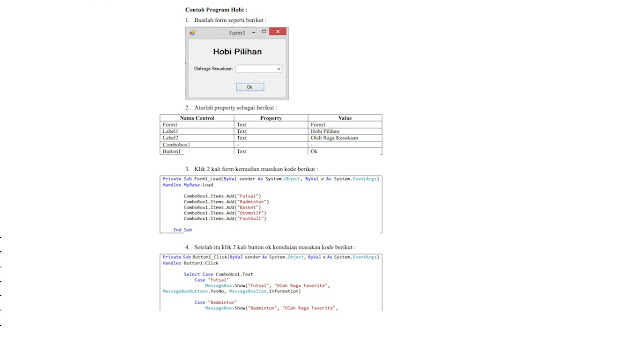 Program dengan select case dengan program visual basic 