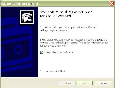 Backup Data Komputer Windows XP Dengan Wizard