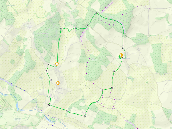 Map for Walk 188: Bramfield West Loop