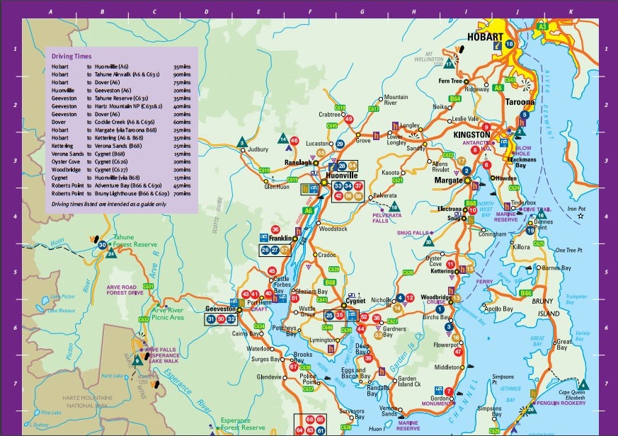 Road map of the Huon Valley