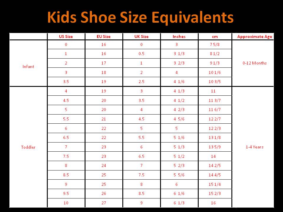QatiQue cLoSet: Childrens Shoe Size Chart
