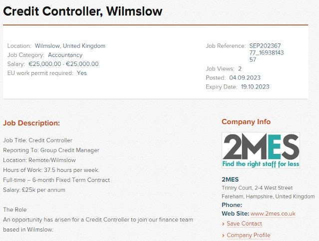 Credit Controller job in Wilmslow United Kingdom