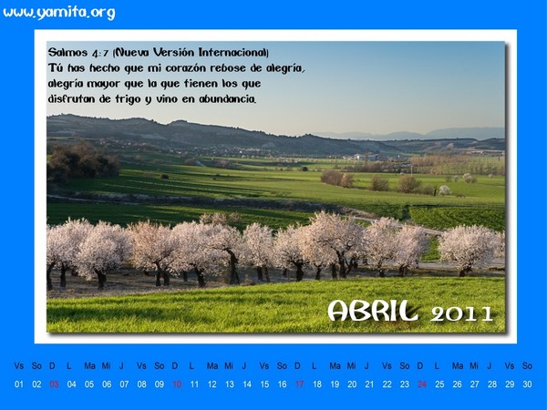 Calendario Abril 2011 - Salmos 4:7