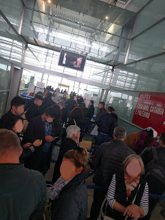 Security check queue at Falconara Airport