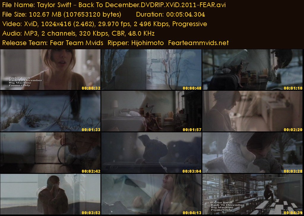 taylor swift back to december video pictures. ViDeo : 1024 x 416 DVDRIP