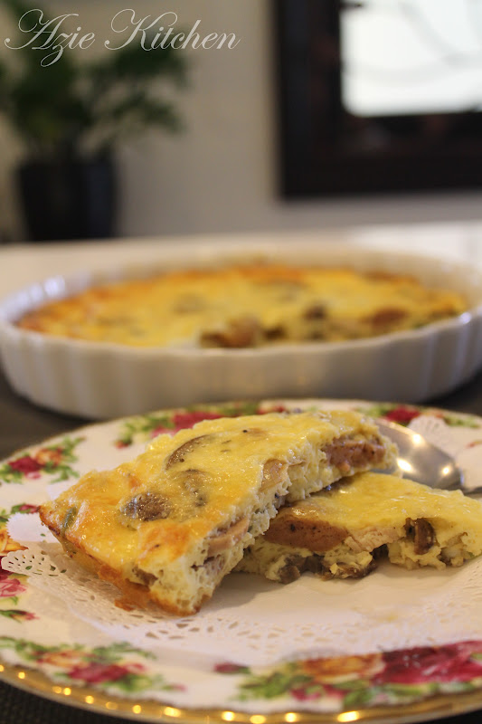 Azie Kitchen: Sausage and Chicken Mushroom Crustless Quiche