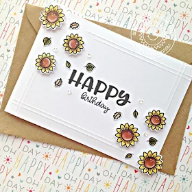 Sunny Studio Stamps: Happy Thoughts Sunflower Happy Birthday Card by Franci Vignoli