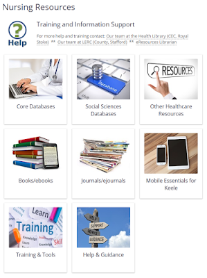 Screen-shot of the Nursing Databases page