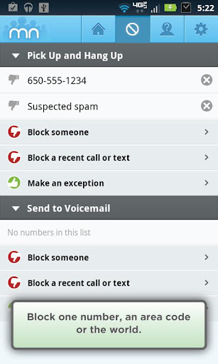 Block unwanted calls or SMS text messages with Mr. Number Android App ...