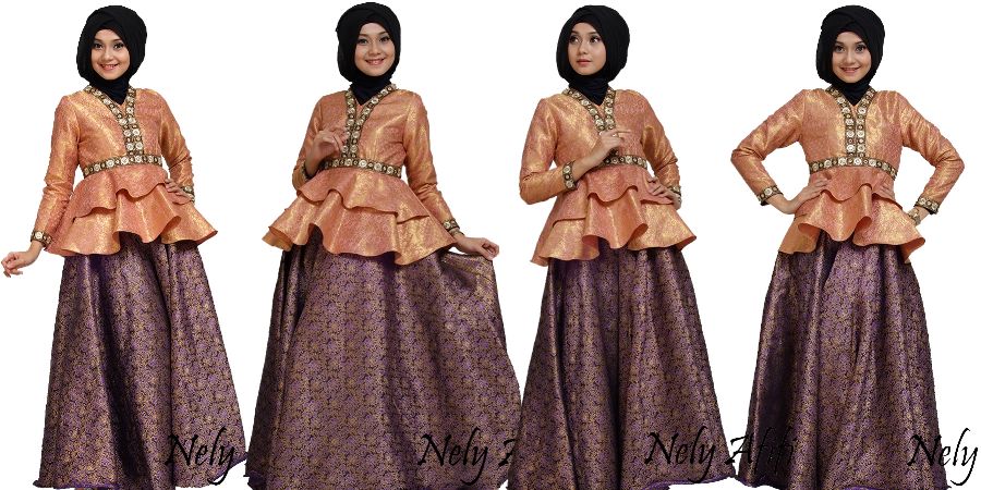Model Baju Gamis Muslim Kombinasi Songket Terbaru 2018 