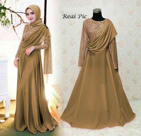 Model Baju Gamis Simple Brokat