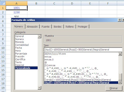 Excel formato numerico personalizado