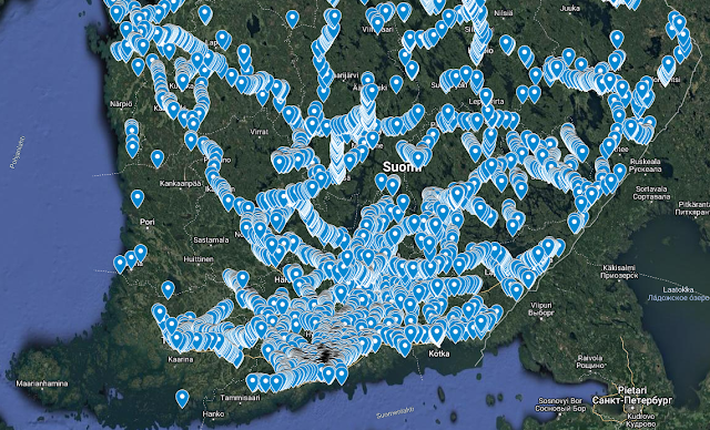 Tunnelisodan maanpäälliset todisteet kartalla