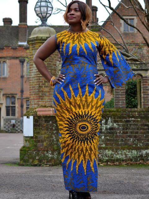 Blue And Gold African Print Dress.