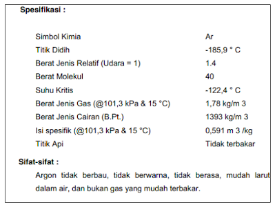 Karakteristik gas Argon