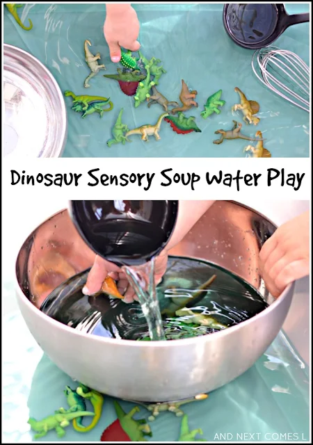 Dinosaur sensory bin for kids