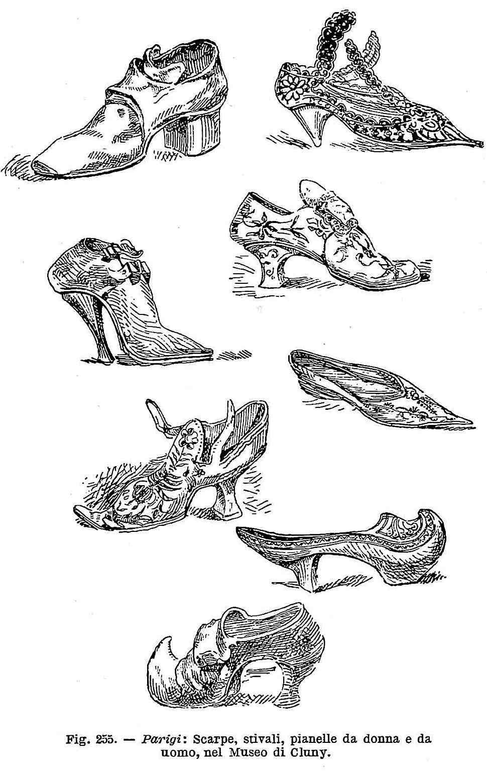 illustrations of common shoes in 1600