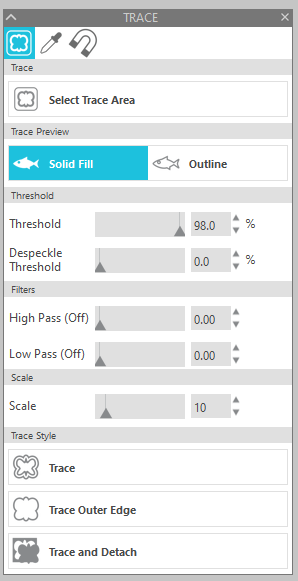 trace tool in silhouette