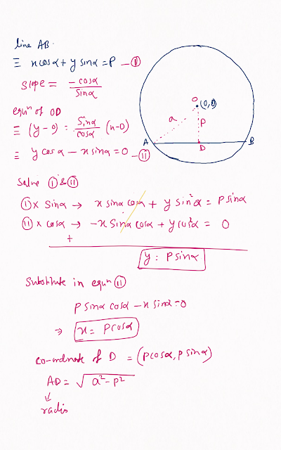 lf the line xcos α+ ysin α=p and the circle x²+y² =a²  intersect at A and B then the equation of the circle on AB as diameter