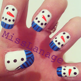 snowmen nail art designs