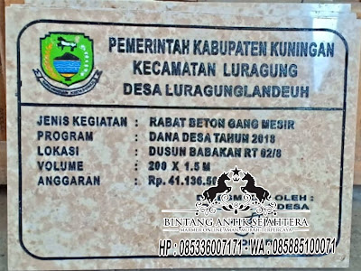 Prasasti Dana Desa, Contoh Papan Proyek Desa, Ukuran Papan Proyek Dana Desa