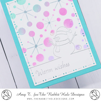 1 Line Snowperson Stamp Set, Mid-Century Modern 2 Stencil, You've Been Framed - Layering Dies, Clear Sparkle Enamel Dots by The Rabbit Hole Designs #therabbitholedesignsllc #therabbitholedesigns #trhd