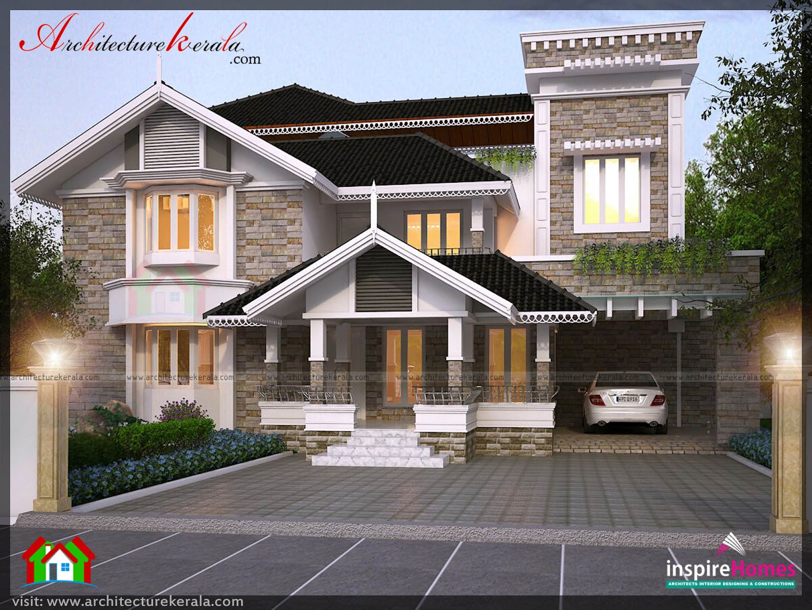  FOUR  BEDROOM  HOUSE  PLAN  AND ELEVATION  ARCHITECTURE KERALA