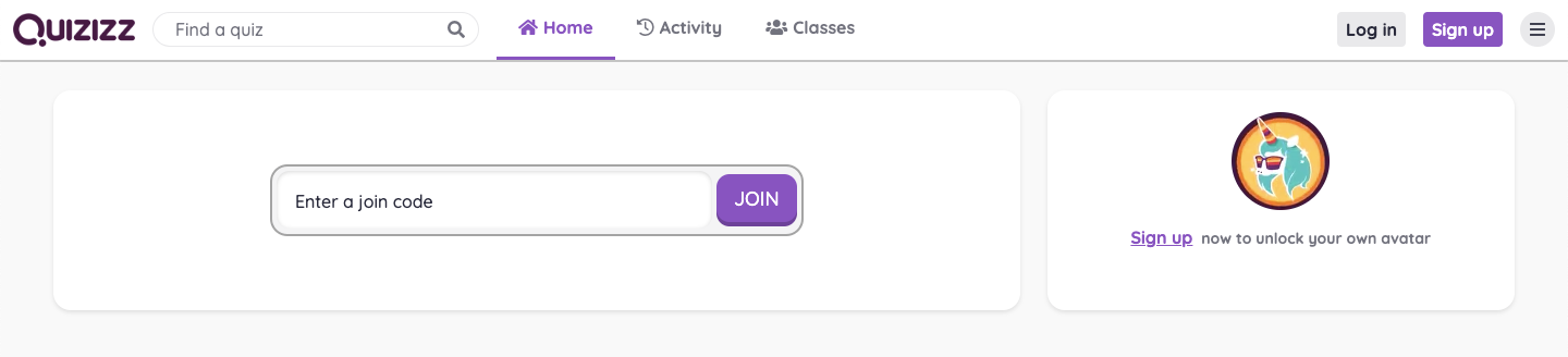 Quizizz join page