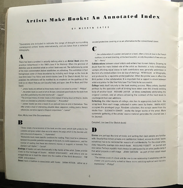 Artists Making Books, 1991, essay 1