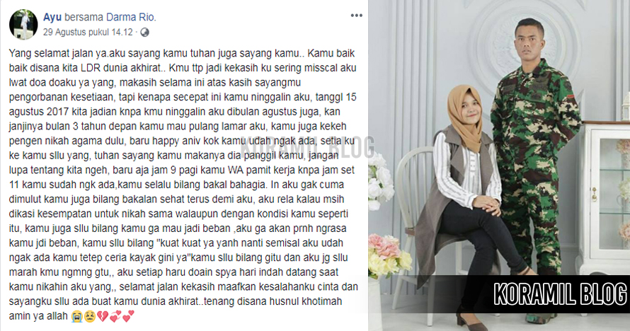 Mengharukan Beginilah Isi Curahan Hati Pacar Tni Yang Ditinggal