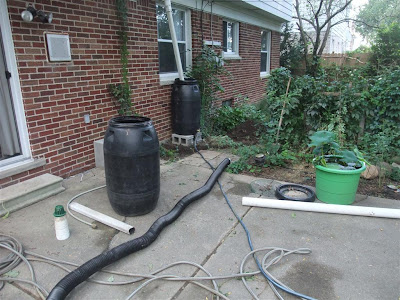 prepare to install drain from roof gutter downspout