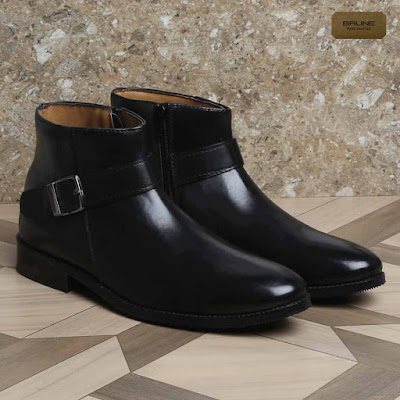 Brune Black Single Strap Boots for Men