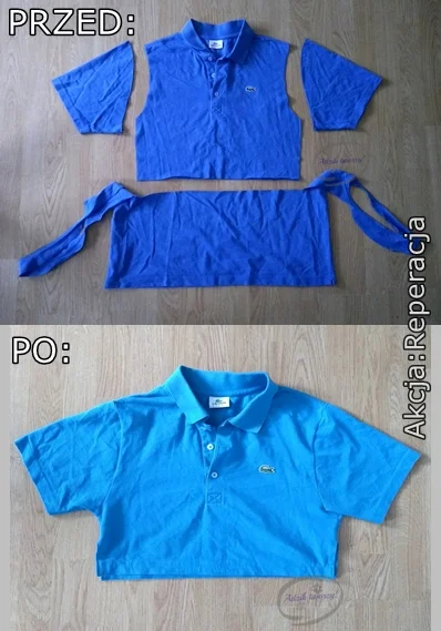 crop top DIY z męskiego t-shirtu - Akcja:Reperacja u Adzika