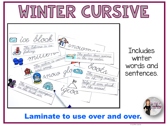 Winter Cursive Writing several examples of the prompts.