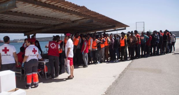 Rescued migrants arrive at the port of Motril, southern Spain, on July 4th. Photograph