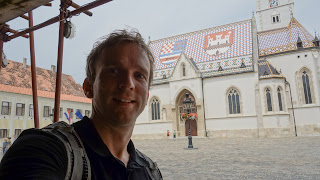 Me with Zagreb flag in front of the St Mark Church