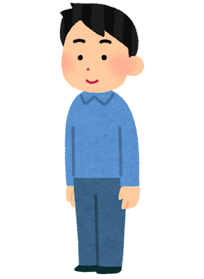 斜めから見た立つ人のイラスト（男性）